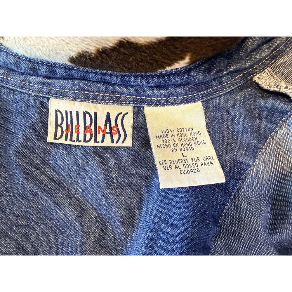 Vintage Women's Denim Button Up Cow Collar Y2K Western Cowgirl Size Large - Picture 4 of 8